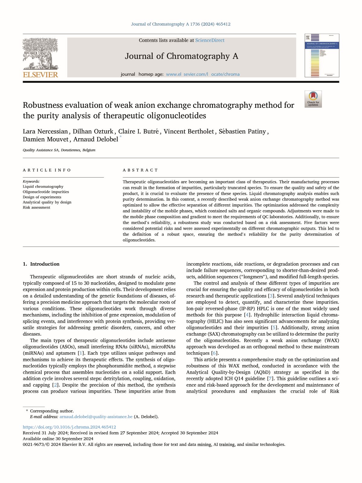 Quality-Assistance-Article-Journal Chromatography A